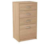 MATKAM Commode avec 4 tiroirs | H/L/P 85 x 45 x 35 cm, poignées Effet métal satiné | Tiroir l/P 32 x 33 cm, Rails de Guidage en métal (Chêne Sonoma)