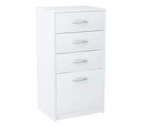 MATKAM Commode avec 4 tiroirs | H/L/P 85 x 45 x 35 cm, poignées Effet métal satiné | Tiroir l/P 32 x 33 cm, Rails de Guidage en métal (Blanc)