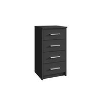 MATKAM Commode Bodo 4S avec Quatre tiroirs, h/l/p 75 x 40 x 35 cm, poignées Aspect métal, glissières en métal (Noir)
