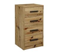 MATKAM Commode Bodo 4S avec Quatre tiroirs, h/l/p 75 x 40 x 35 cm, poignées Aspect métal, glissières en métal (chêne Artisan)