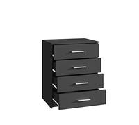MATKAM Commode Commode Cabinet Quatre tiroirs Bodo 4S Moderne avec Panneau arrière et 4 tiroirs - 60 x 75 x 35 cm (l x H x P) Style Moderne Matériaux écologiques (Noir)