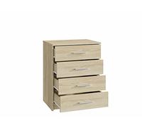 MATKAM Commode Commode Cabinet Quatre tiroirs Bodo 4S moderne avec panneau arrière et 4 tiroirs - 60 x 75 x 35 cm (l x H x P) Style moderne Matériaux écologiques (Chêne Sonoma)