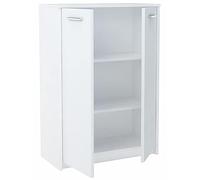 MATKAM Commode de bureau 2D2P 2 portes, h/l/p 108 x 77 x 35 cm, avec deux étagères intérieures (distance 31,7cm, convient pour un classeur standard), poignées aspect métal. Charnières en métal (blanc)
