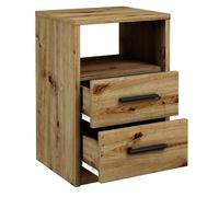 MATKAM Table de Nuit au Look Classique | H/L/P 58,5 x 40 x 35 cm, avec Deux tiroirs et Un Compartiment Ouvert| Disponible en différentes Finitions (chêne Artisan)