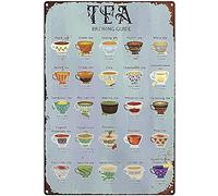 MATLPATS Guide du thé, impression de thé, art mural, cadeau pour amateur de thé, cuisine, pub, café, club, affiche murale 30,5 x 20,3 cm