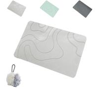 Matmend Bath Mat, Quick-Drying Non-Slip Diatomaceous Earth Water Absorbing Rug Outside Shower, Ideal for Bathroom Floors, Entryways & Wet Areas (Grey, 40x60)