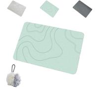 Matmend Bath Mat, Quick-Drying Non-Slip Diatomaceous Earth Water Absorbing Rug Outside Shower, Ideal for Bathroom Floors, Entryways & Wet Areas (Green, 60x90)