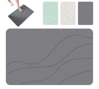 Matmend Bath Mat, Stone Bath Mat Diatomaceous Earth Quick Drying Non-Slip Shower Mats, Water Absorbing Rug Outside Shower, for Bathroom Floor (Grey,20 * 31.5 in)