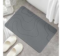 Matmend Bath Mat, Stone Bath Mat Diatomaceous Earth Quick Drying Non-Slip Shower Mats, Water Absorbing Bathroom Rug for Inside/Outside Shower, Non-Slip Quick Dry (Gray,50 * 80CM)