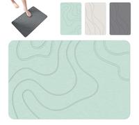 Matmend Bath Mat, Stone Bath Mat Diatomaceous Earth Quick Drying Non-Slip Shower Mats, Water Absorbing Rug Outside Shower, for Bathroom Floor (Green,20 * 31.5 in)