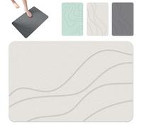 Matmend Bath Mat, Stone Bath Mat Diatomaceous Earth Quick Drying Non-Slip Shower Mats, Water Absorbing Rug Outside Shower, for Bathroom Floor (Beige,20 * 31.5 in)