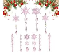 Matoebyr Flocons De Neige De Noëls Ornement, 10 Pièces Flocons De Neige Décorations De Noëls Stalactites De Glace Acrylique, pour Fenêtres, Portes, Chambres, Jardin, Porches