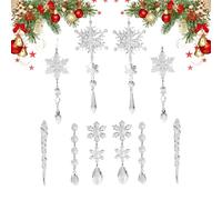 Matoebyr Flocons De Neige De Noëls Ornement, 10 Pièces Flocons De Neige Décorations De Noëls Stalactites De Glace Acrylique, pour Fenêtres, Portes, Chambres, Jardin, Porches