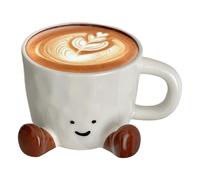 Matoebyr Jolie tasse à café Crea/tive en céramique pétrie à la main avec pieds, pour café, latte, vin, lait, cacao chaud, thé et boissons, pour homme, femme, bureau, maison