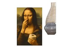 Matoebyr Toile Murale Humoristique Représentant La Joconde, Affiche Murale De La Salle De Bain De La Joconde Avec Pincement Du Nez, Pour Salle De Bain, Chambre, Dortoir, Appartement