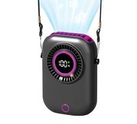 Matoebyr Ventilateur De Cou Rechargeable - 5 Vitesses avec Lanière et Éclairage Ambiance | Ventilateur Personnel Portable Rafraîchissant,Pour Été Extérieur Voyage Camping Randonnée Plage Pique-nique