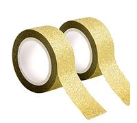 Matory Lot de 2 rouleaux de ruban adhésif Washi à paillettes dorées pour travaux manuels et travaux manuels Doré