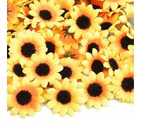Matory Lot de 50 Têtes de Tournesol Artificielles en Soie 7 cm pour DIY Mariage Maison Cuisine Jardin Fête Décor (7 cm, 50)