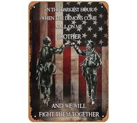 MATou Poster commémoratif Soldier In The Darkest Hour When The Demons Come Call on me Brother and We Will Fight Them Together Independence Day - Décoration murale printanière - 30,5 x 20,3 cm