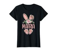 MATRIA Oreilles de Lapin Léopard Mignon Floral Pâques T-Shirt