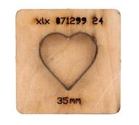 Matrice de découpe en cuir en forme de cœur, poinçonnage durable en acier allié 35x35 mm pour portefeuilles, ceintures, carton, caoutchouc, argile, avec base en bois