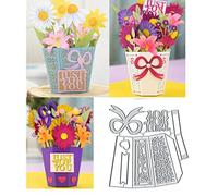 Matrice de découpe en métal 3D pour vase et fleurs - Motif cœur et fleur - Pour bricolage, invitation, scrapbooking, album, décoration, gaufrage, fabrication de cartes