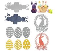 Matrice de Decoupe Enfants Paques, FainFun 3 Pièces Matrices de Découpe en Métal Pâques, Matrice de Découpe Pâques Boite Lapin Oeufs de Pâques Lapin Guirlande, Dies de Découpe Scrapbooking Pâques