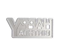 Matrice de découpe Happy Birthday en acier au carbone pour scrapbooking, fabrication de cartes, album photo, emballage, décoration, tissu