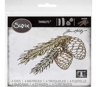 Sizzix Matrice de découpe Thinlit Set de 4pcs Branche de Pin de Tim Holtz, Multicolore, Taille Unique