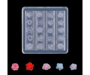 Matrice de stamping en silicone pour ongles en forme de rose et de papillon - Moules 3D en silicone pour décoration d'ongles élégants