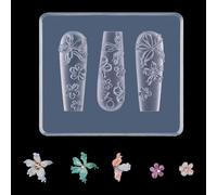 Matrice de stamping en silicone pour ongles en forme de rose et de papillon - Moules en silicone 3D pour décoration d'ongles élégants en acrylique