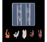 Matrice de stamping en silicone pour ongles en forme de rose et de papillon - Moules en silicone 3D pour décoration d'ongles élégants en acrylique