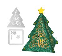 Matrice Découpe Lanterne Noël 3D Boîte Cutting Dies Métal Pochoir Bricolage Artisanat Découpage Gaufrage Décoration pour Noël Fête Bougie Table (Sapin)