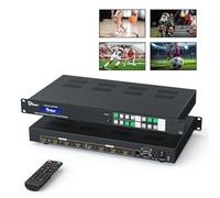 Matrice HDMI 8K 4 x 4 avec interface graphique Web, répartiteur de matrice HDMI 2.1 8K @ 60 Hz 4K @ 120 Hz, matrice vidéo montée en rack 1U avec EDID intelligent, intégration et désintégration audio