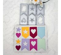 Matrices de découpe 7 x 6,2 cm en forme de cœur en forme de drapeau pour la fabrication de cartes, le scrapbooking, la décoration, le gaufrage