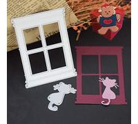 Matrices de découpe de fenêtre en forme de chat pour la fabrication de cartes, le scrapbooking, l'album photo, le gaufrage décoratif, pour la fabrication de cartes + broche mignonne