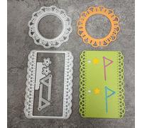 Matrices de découpe en forme de cercle en dentelle de 8,3 x 5,6 cm - Petit drapeau - Pour la fabrication de cartes, le scrapbooking, la décoration d'albums et de gaufrage