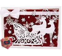 Matrices de découpe en forme de cerf de Noël pour la fabrication de cartes, le scrapbooking, les albums photo, les décorations en papier gaufré pour la fabrication de cartes + jolie broche