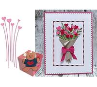 Matrices de découpe en forme de cœur en forme de fleur pour la fabrication de cartes, le scrapbooking, les albums photo, les décorations en papier gaufré pour la fabrication de cartes + jolie broche