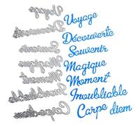 Matrices de découpe en métal - 10 x 3 cm - Lettres françaises - Moment Voyage Souvenir Scrapbooking Lettres Artisanat pour carte