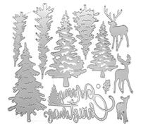 Matrices De Découpe En Métal Cerf De Noël, Matrices De Découpe Pour Cartes D'invitation Avec Sapin Élan, Pochoirs Pour Scrapbooking, Albums Décorations En Papier Gaufré. Création De Cartes De