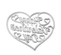 Matrices de découpe en métal en forme de cœur Happy Valentines Day - Pochoir pour scrapbooking - Tampon en papier - Carte de gaufrage - Décoration artisanale