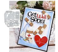 Matrices de découpe en métal en forme de seringue de médecin d'hôpital « Get Well Soon » - Pochoirs de découpe hémostatiques pour loisirs créatifs, cartes d'invitation, scrapbooking, album décoratif,