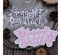 Matrices de découpe en métal « Happy Birthday » de 10 x 5,4 cm pour la fabrication de cartes, le scrapbooking, les albums, les travaux manuels, la décoration de cartes