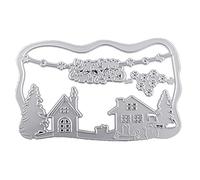 Matrices de découpe en métal Merry Christmas House - Pochoir pour scrapbooking et papier