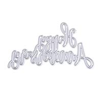 Matrices de découpe en métal, Pochoir Anniversaire pour la fabrication de cartes « Happy Anniversary » pour bricolage, scrapbooking, cartes, albums, décoration