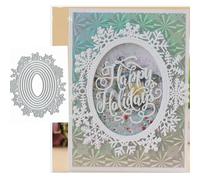 Matrices de découpe en métal pour cadre de Noël en forme de flocon de neige ovale Merry Christams - Pochoirs de découpe pour bricolage, scrapbooking, décoration de papier, scrapbooking, fabrication de