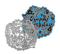 Matrices De Découpe En Métal Pour Couronne De Fleurs Joyeux Anniversaire, Pochoir Pour Scrapbooking, Carte De Timbre D'album À Faire Soi-Même Pour Décor En Gaufrage E7cb