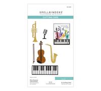 Matrices de découpe gravées pour mini instruments de musique de la collection de notes de musique Bibi par Bibi Cameron