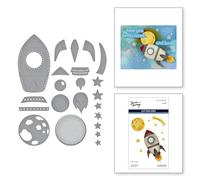 Matrices de découpe gravées To The Moon de la collection Space Adventure de Simon par Simon Hurley